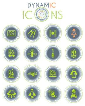Spacecrafts dynamic icons Stock Illustration