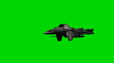 Spacefighter spaceship fly by and makes warp jump - seperated on green screen 스톡 동영상 33799846