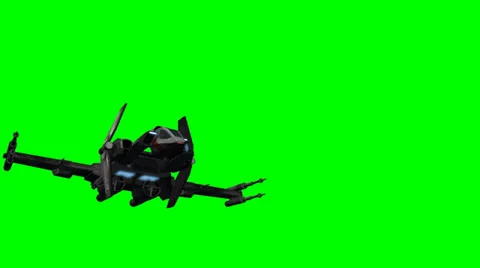 Spacefighter spaceship fly by - green screen Stockbeeldmateriaal 37048837