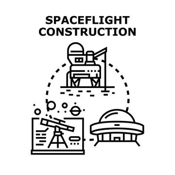 Spaceflight construction exploring astronomy and future colonization Stock Illustration
