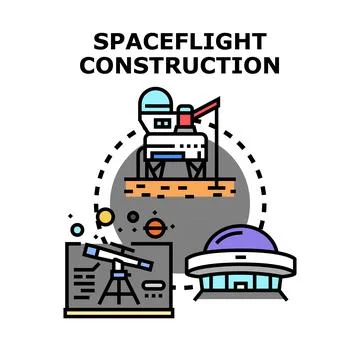 Spaceflight construction exploring astronomy and future colonization Stock Illustration