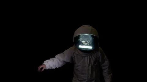 Spaceman astronaut  on black space background Stock Footage 32721022
