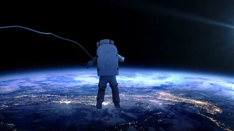 Spaceman astronaut floating in outer space-02 Stock Footage 264321677