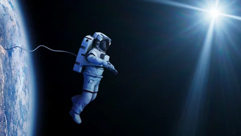 Spaceman astronaut floating in outer space-01 Stock Footage 264321731