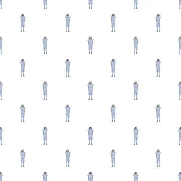 Spaceman astronaut repeating pattern on white background Illustrazione stock