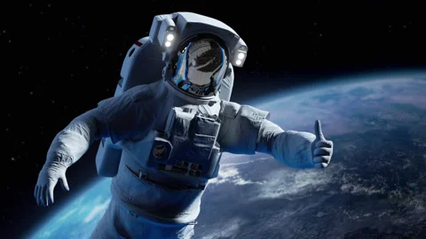 Spaceman Astronauts, outer space. Shaking hands, relationship, connection, Stock-Footage 299270116