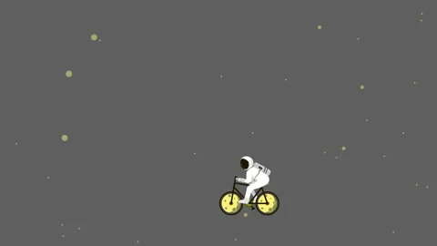 Spaceman on bicycle in space at night in 4k video. Stockbeeldmateriaal 145541568