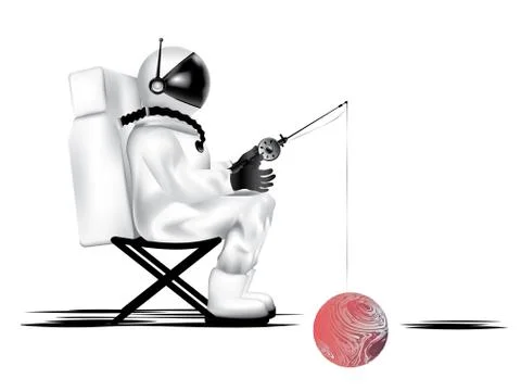 Spaceman catches red planet Иллюстрация