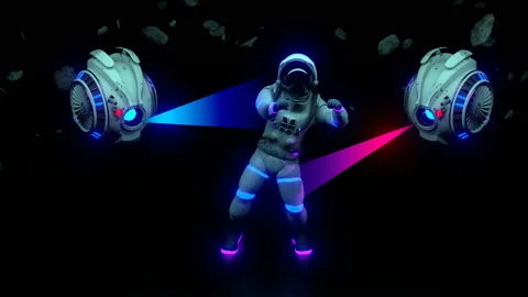 Spaceman dancer with lazers Stock Footage