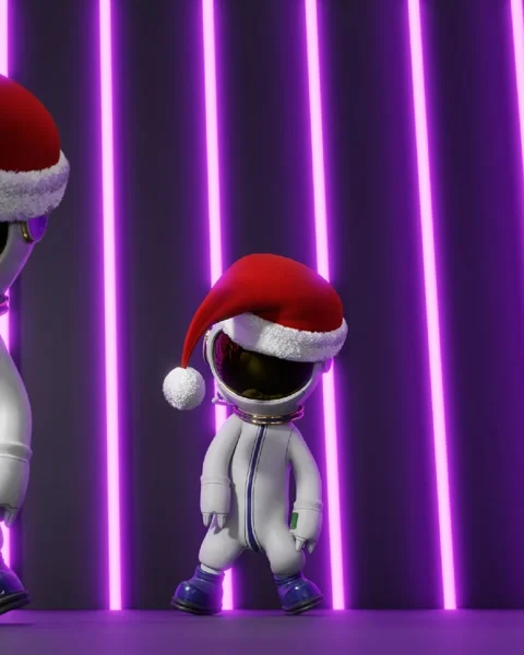 Spaceman dancing in Santa hat Stock Footage 295138710