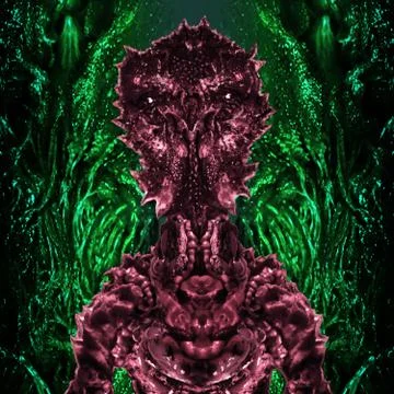 Spaceman martian invader sits inside his ship. Science fiction original chara Stock Illustration