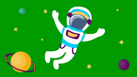 Spaceman with planets green Stock Footage 231752549
