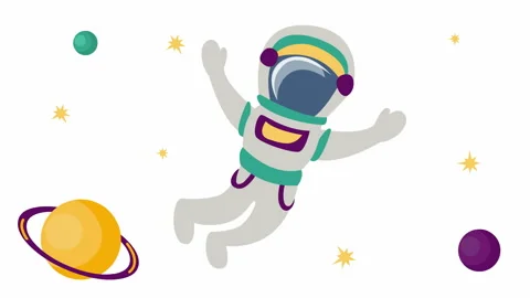 Spaceman with planets white Stock Footage 231752530