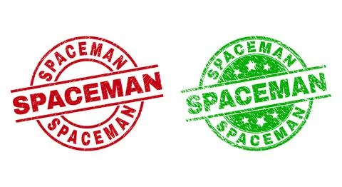 SPACEMAN Round Seals Using Corroded Style Stock Illustration