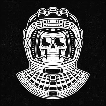 Spaceman skull. Modern space logo. Stock Illustration