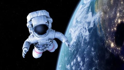 Spaceman in Space Stock Footage 97496503