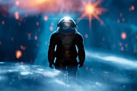 Spaceman in space. Space exploration, science or gaming background. Elements  스톡 일러스트