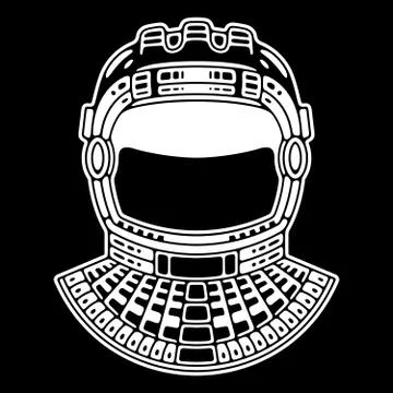 Spaceman suit. Modern space logo. Monochrome emblem. Stock Illustration