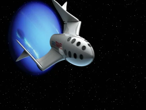 Spaceplane return from Neptune Stock Footage 84909556