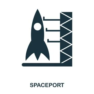 Spaceport icon. Flat style icon design. UI. Illustration of spaceport icon Stock Illustration