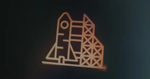 Spaceport icon, rocket on a launchpad Stock Footage 314853243