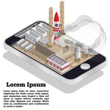 A spaceport in a mobile application. Stock Illustration