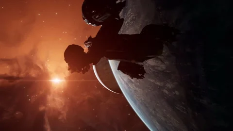 Spaceship in 3D Animation Of An Alien Planet With Amazing Atmosphere 01 Stock Footage 166217294