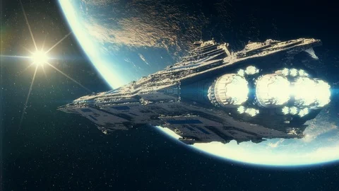 Spaceship above earth Vídeo Stock 99895887