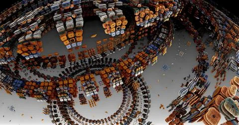 Spaceship Abstract Computer generated Fractal design. 3D Illustration of a Be Stock Illustration