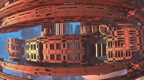 Spaceship Abstract Computer generated Fractal design. 3D Illustration of a Be Stock Illustration