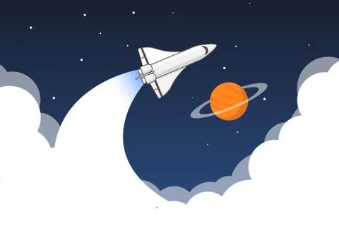 Spaceship and planet Stock Illustration