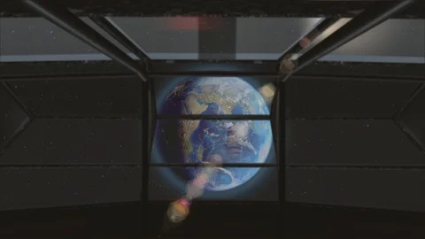 Spaceship approaching to earth 3d Stock Footage 113672522