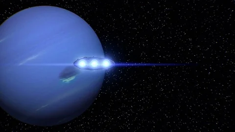 Spaceship approaching to Neptune Stock Footage 84937623