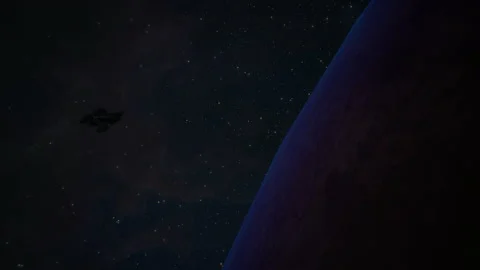 The spaceship is approaching the planet to do the mission 13 Stock Footage 158314766