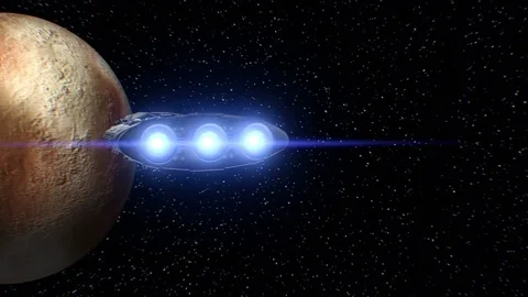 Spaceship approaching to Pluto Stock Footage 84867533