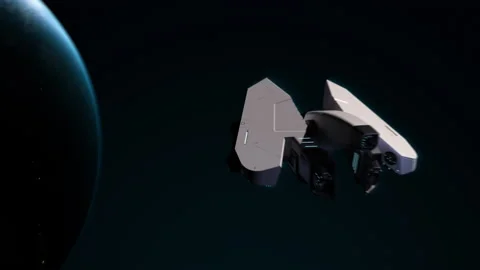 A spaceship is approaching from space towards the planet earth Stock-Footage 144548135