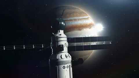 A spaceship is approaching an unknown planet. the concept of space travel and Stock Footage 172950000