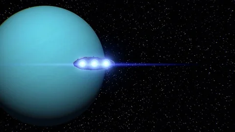 Spaceship approaching to Uranus Stock Footage 84937814