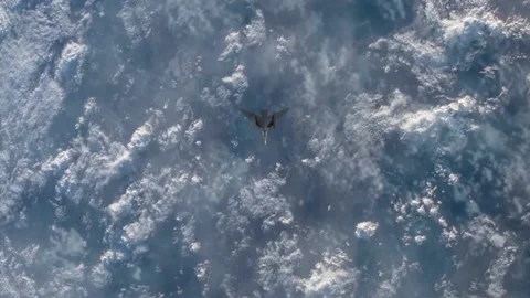 A spaceship in the atmosphere. 3d animation Stock Footage 164827768