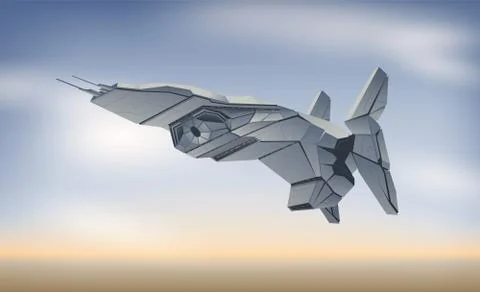 Spaceship in Atmosphere Stock Illustration