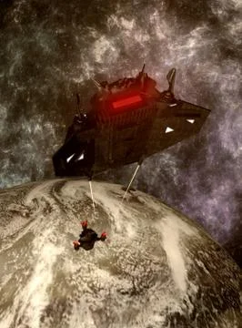Spaceship attack Stock Illustration