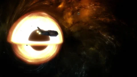 A spaceship on the background of a black hole Stock Footage 166022553