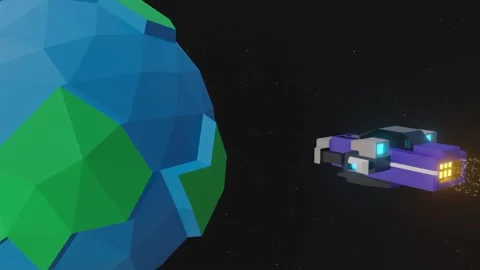 Spaceship Background  Low Poly Loop Flying Back to Earth Vidéo 165933125