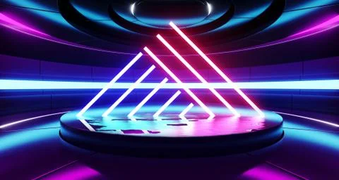 Spaceship Background Triangle Lasers Led Sci Fi Futuristic Modern Alien Room  Illustrazione stock