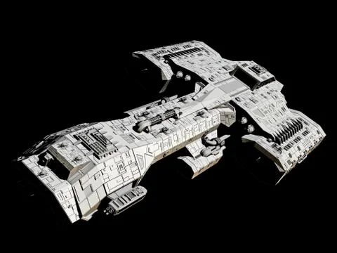 Spaceship on black - front angled view Stock Illustration