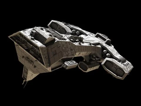 Spaceship on black - front side view Stock Illustration