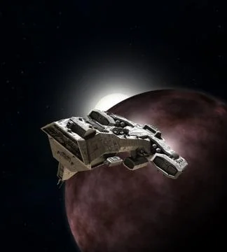 Spaceship Breaking Orbit Illustrazione stock