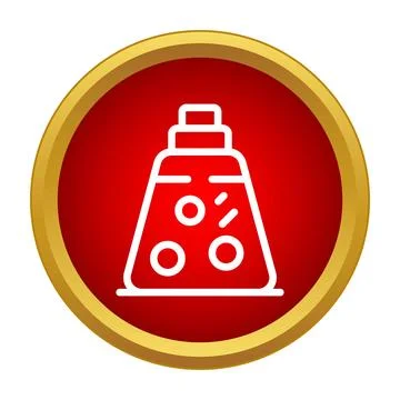 Spaceship capsule icon line in red circle Stock Illustration