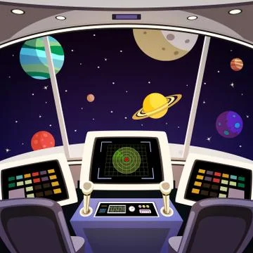 Spaceship cartoon interior Stock Illustration