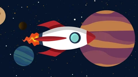 Spaceship cartoon logo reveal Stock After Effects